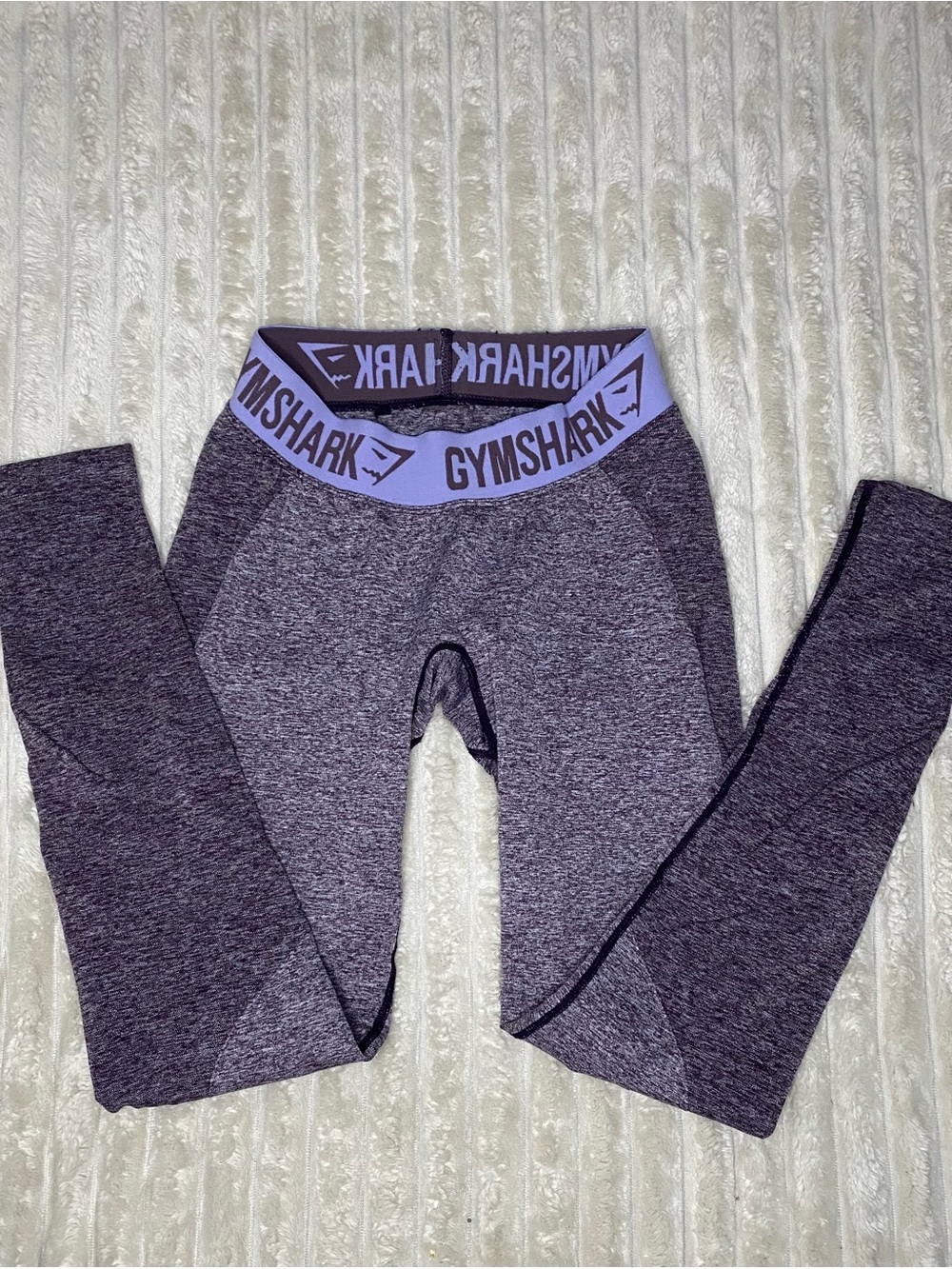 Gymshark Heathered Purple Conture Leggings with Lavender Branded Waistband SizeS